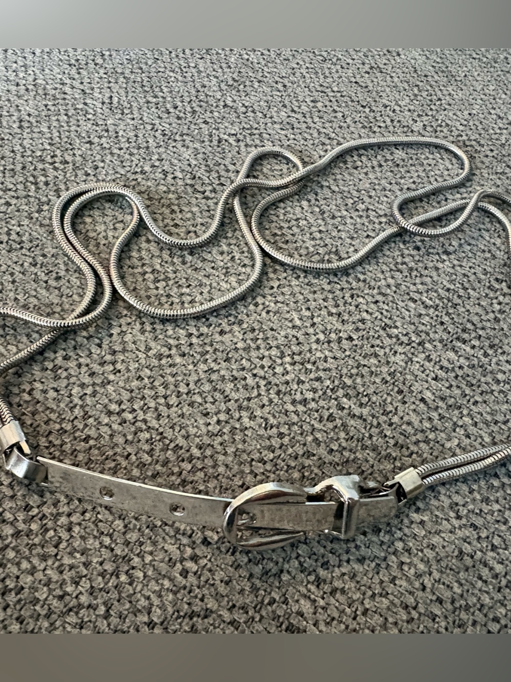 Vintage Silver Snake Chain Belt with Buckle - Picture 3 of 12